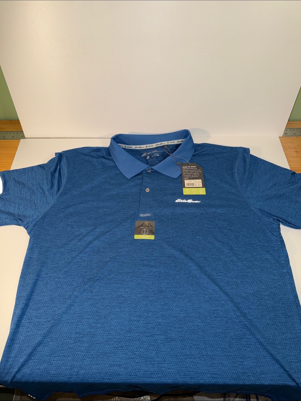 Eddie Bauer Men's Textured Royal Blue Polo